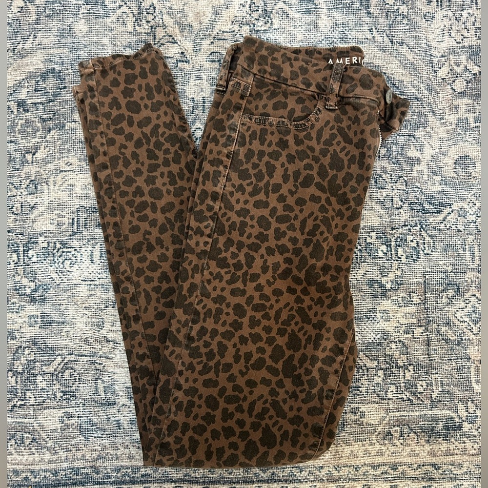 American Eagle Outfitters Women's Leopard Print Jeans - Brown